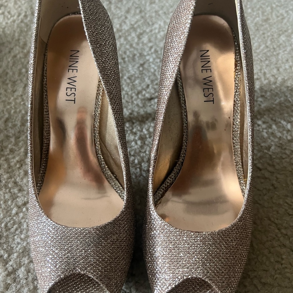 Nine West Women's Sparkling Peep-Toe Heels - Gold